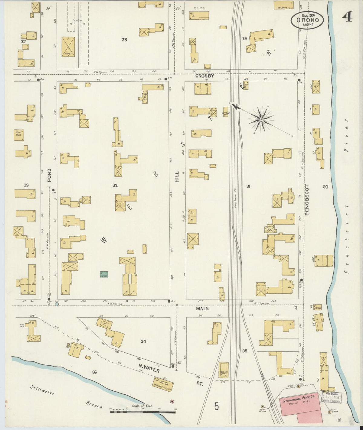 Sanborn Fire Insurance Map from Orono, Penobscot County, Maine (1906), Sheet #0004 - Complete Map Set gallery image, historic Sanborn map, vintage wall art, Maine Maine
