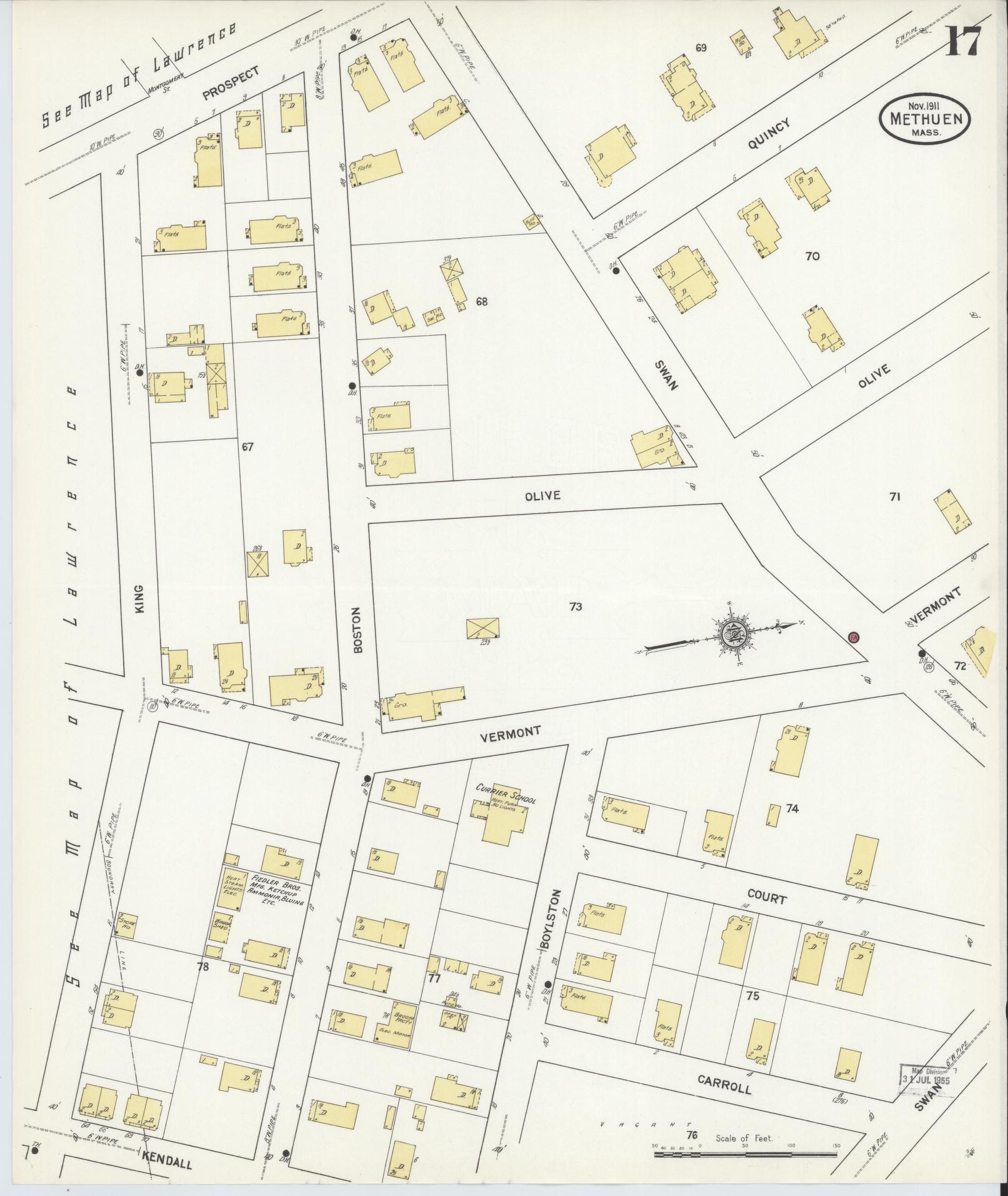 Sanborn Fire Insurance Map from Methuen, Essex County, Massachusetts (1911), Sheet #0017 - Complete Map Set gallery image, historic Sanborn map, vintage wall art, Massachusetts Massachusetts