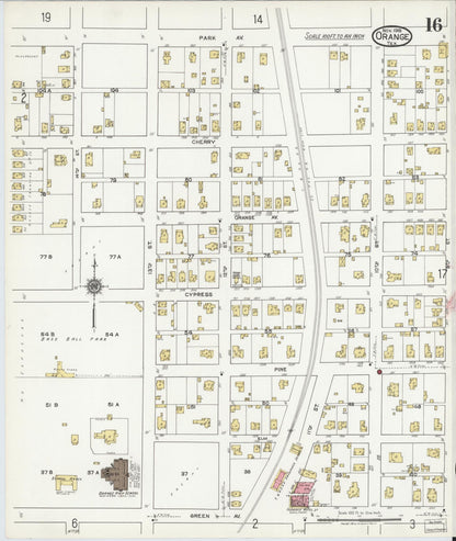 Sanborn Fire Insurance Map from Orange, Orange County, Texas (1919), Sheet #0016 - Historic Sanborn Fire Insurance Map Print, vintage old map wall art, antique decor, genealogy gift, Texas Texas map