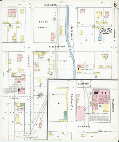 Sanborn Fire Insurance Map from Iowa City, Johnson County, Iowa (1892), Sheet #0008 - Historic Sanborn Fire Insurance Map Print