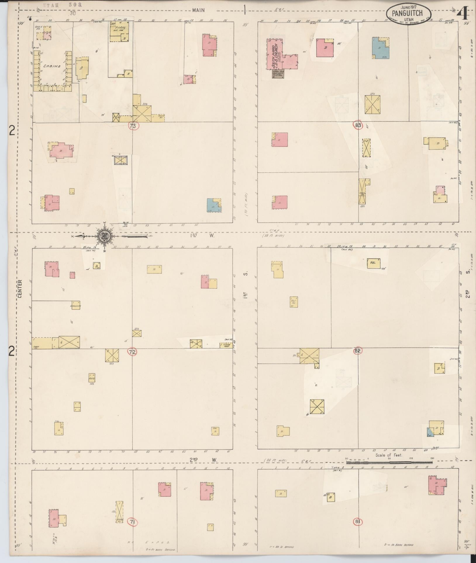 Sanborn Fire Insurance Map from Panguitch, Garfield County, Utah (1931), Sheet #0004 - Complete Map Set gallery image, historic Sanborn map, vintage wall art, Utah Utah