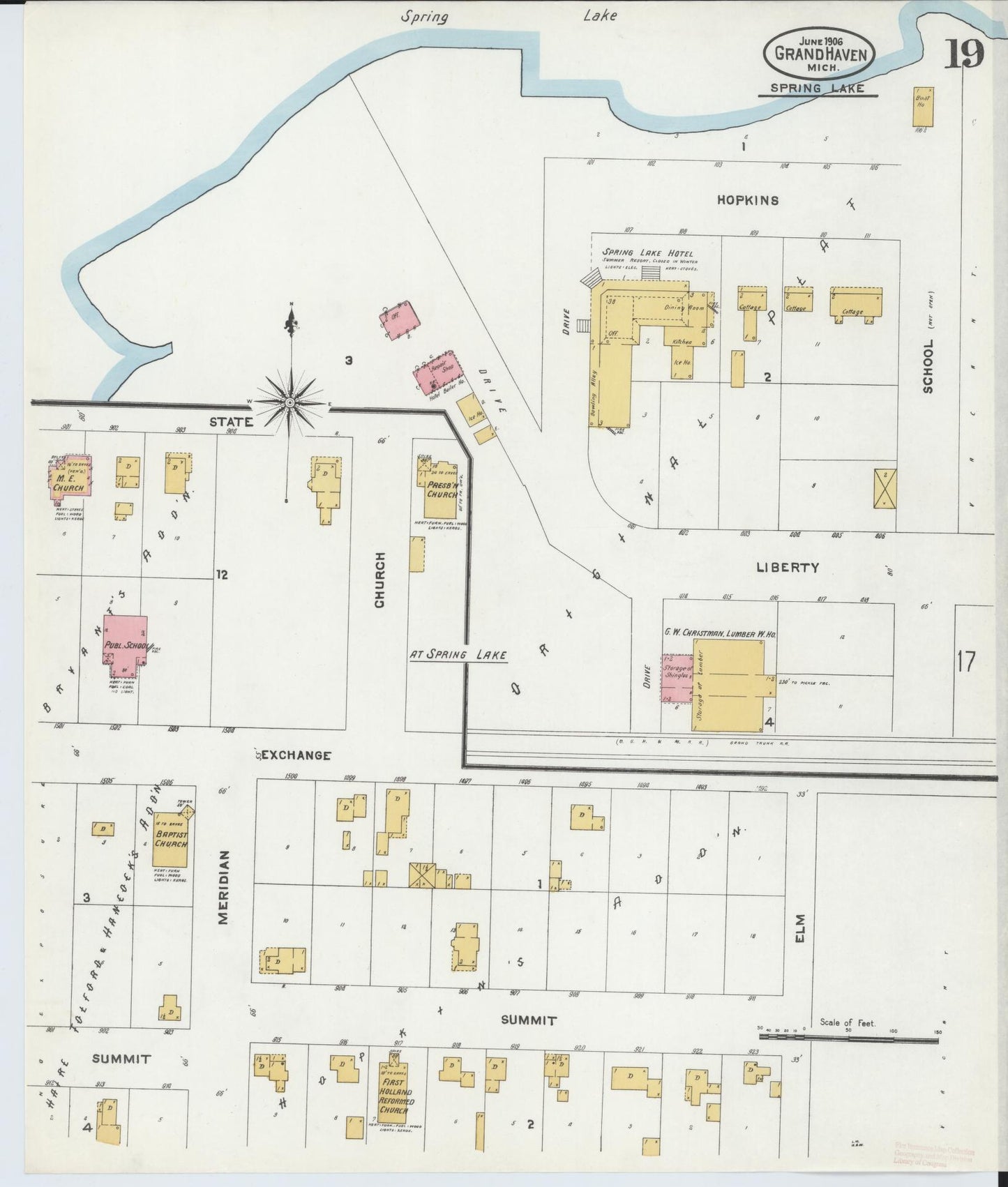 Sanborn Fire Insurance Map from Grand Haven, Ottawa County, Michigan (1906), Sheet #0019 - Complete Map Set gallery image, historic Sanborn map, vintage wall art, Michigan Michigan