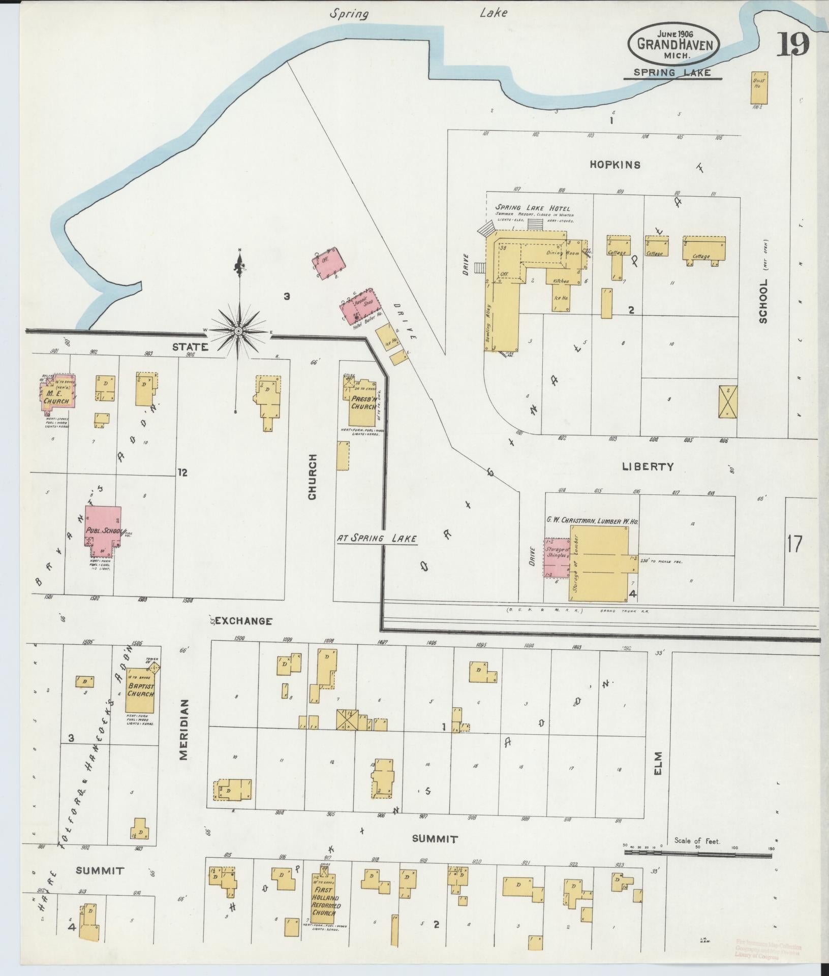 Sanborn Fire Insurance Map from Grand Haven, Ottawa County, Michigan (1906), Sheet #0019 - Complete Map Set gallery image, historic Sanborn map, vintage wall art, Michigan Michigan