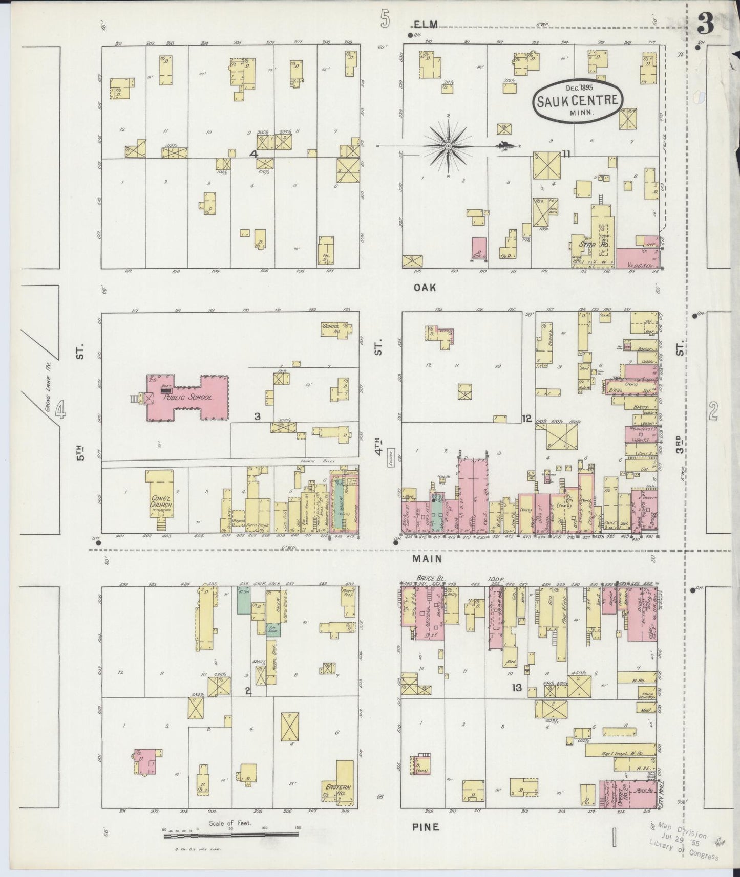 Sanborn Fire Insurance Map from Sauk Centre, Stearns County, Minnesota (1895), Sheet #0003 - Complete Map Set gallery image, historic Sanborn map, vintage wall art, Minnesota Minnesota