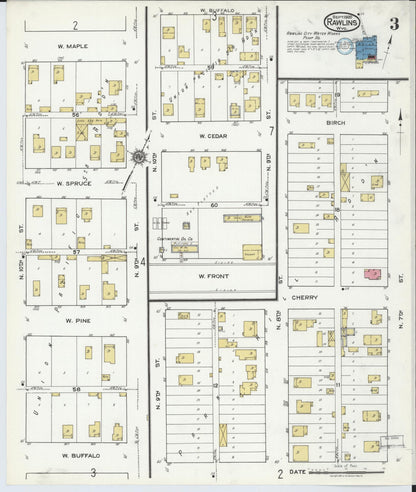 Sanborn Fire Insurance Map from Rawlins, Carbon County, Wyoming (1920), Sheet #0003 - Complete Map Set gallery image, historic Sanborn map, vintage wall art, Wyoming Wyoming