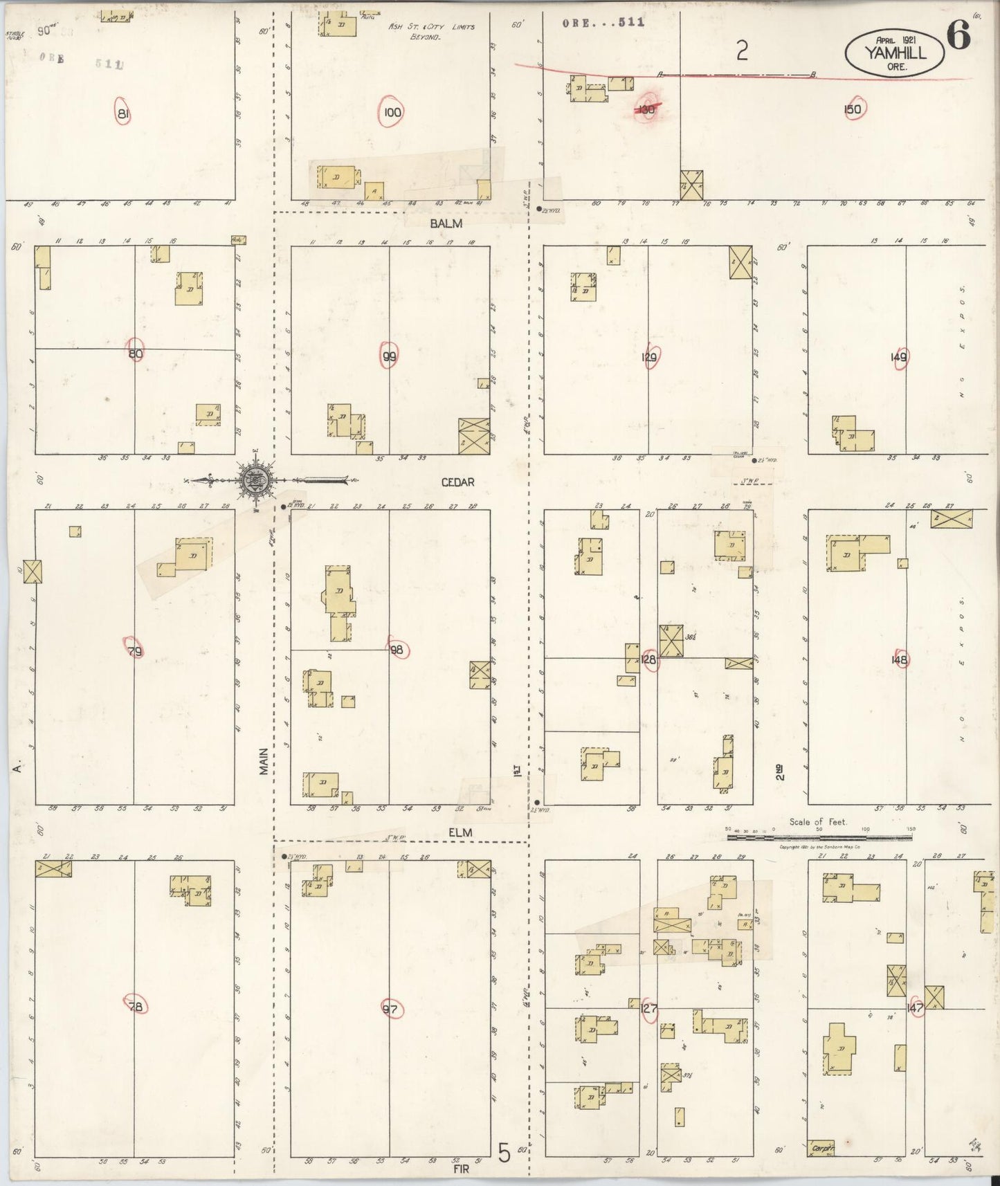 Sanborn Fire Insurance Map from Yamhill, Yamhill County, Oregon (1931), Sheet #0006 - Historic Sanborn Fire Insurance Map Print, vintage old map wall art, antique decor, genealogy gift, Oregon Oregon map