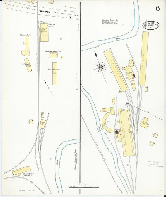 Sanborn Fire Insurance Map from Hardwick, Caledonia County, Vermont (1905), Sheet #0006 - Historic Sanborn Fire Insurance Map Print, vintage old map wall art, antique decor, genealogy gift, Vermont Vermont map