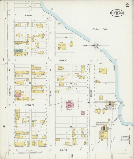 Sanborn Fire Insurance Map from Florence, Florence County, Wisconsin (1898), Sheet #0002 - Historic Sanborn Fire Insurance Map Print, vintage old map wall art, antique decor, genealogy gift, Wisconsin Wisconsin map