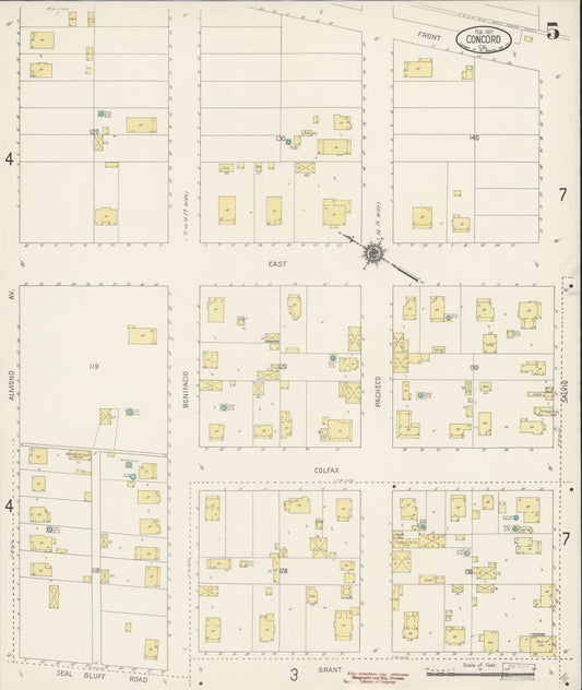 Sanborn Fire Insurance Map from Concord, Contra Costa County, California (1917), Sheet #0005 - Historic Sanborn Fire Insurance Map Print, vintage old map wall art, antique decor, genealogy gift, California California map