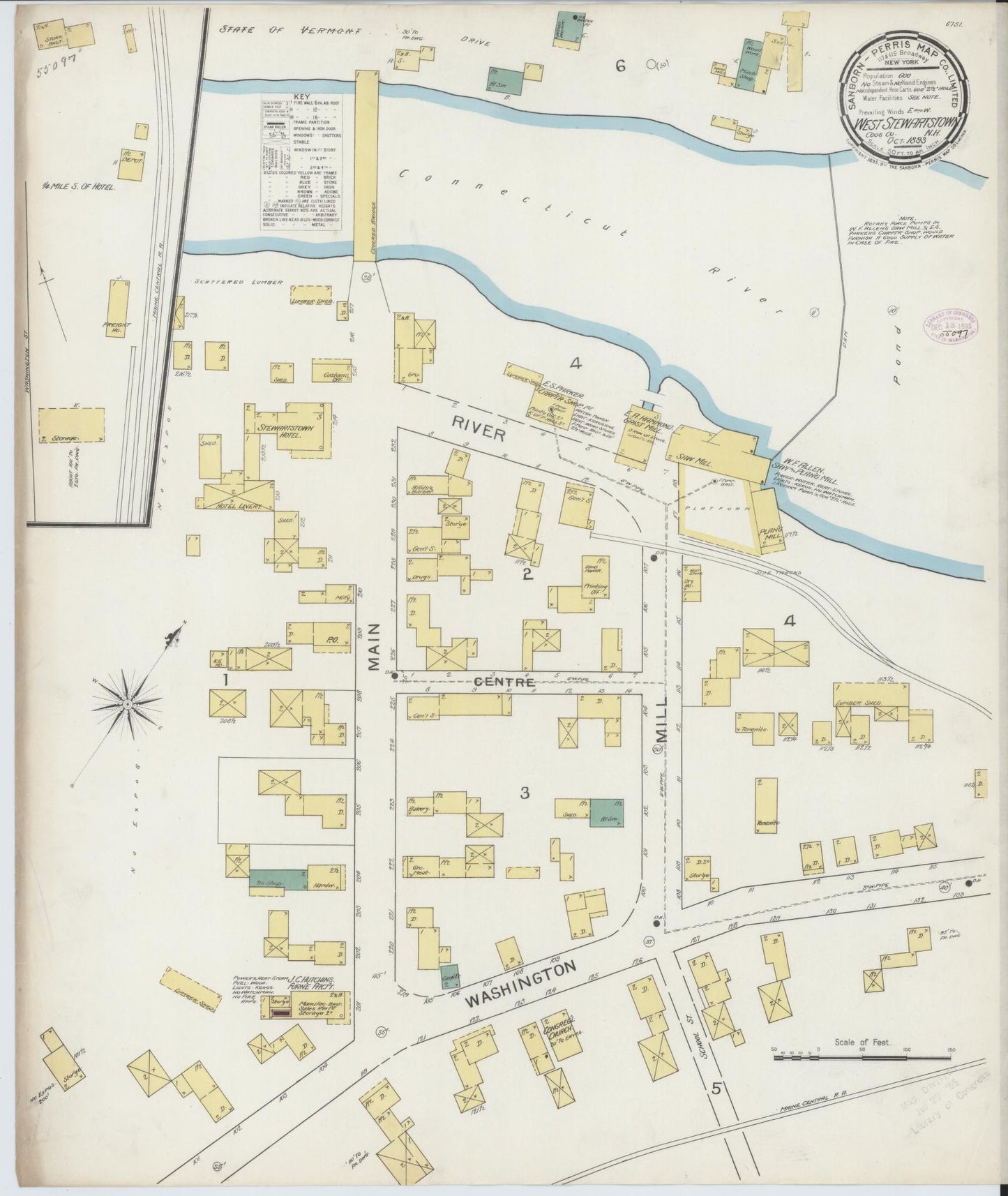 Sanborn Fire Insurance Map from West Stewartstown, Coos County, New Hampshire. (1893) – Historic Sanborn Fire Insurance Map Print