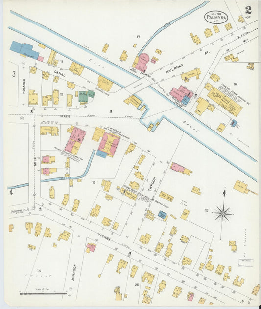 Sanborn Fire Insurance Map from Palmyra, Wayne County, New York (1906), Sheet #0002 - Historic Sanborn Fire Insurance Map Print, vintage old map wall art, antique decor, genealogy gift, New York New York map