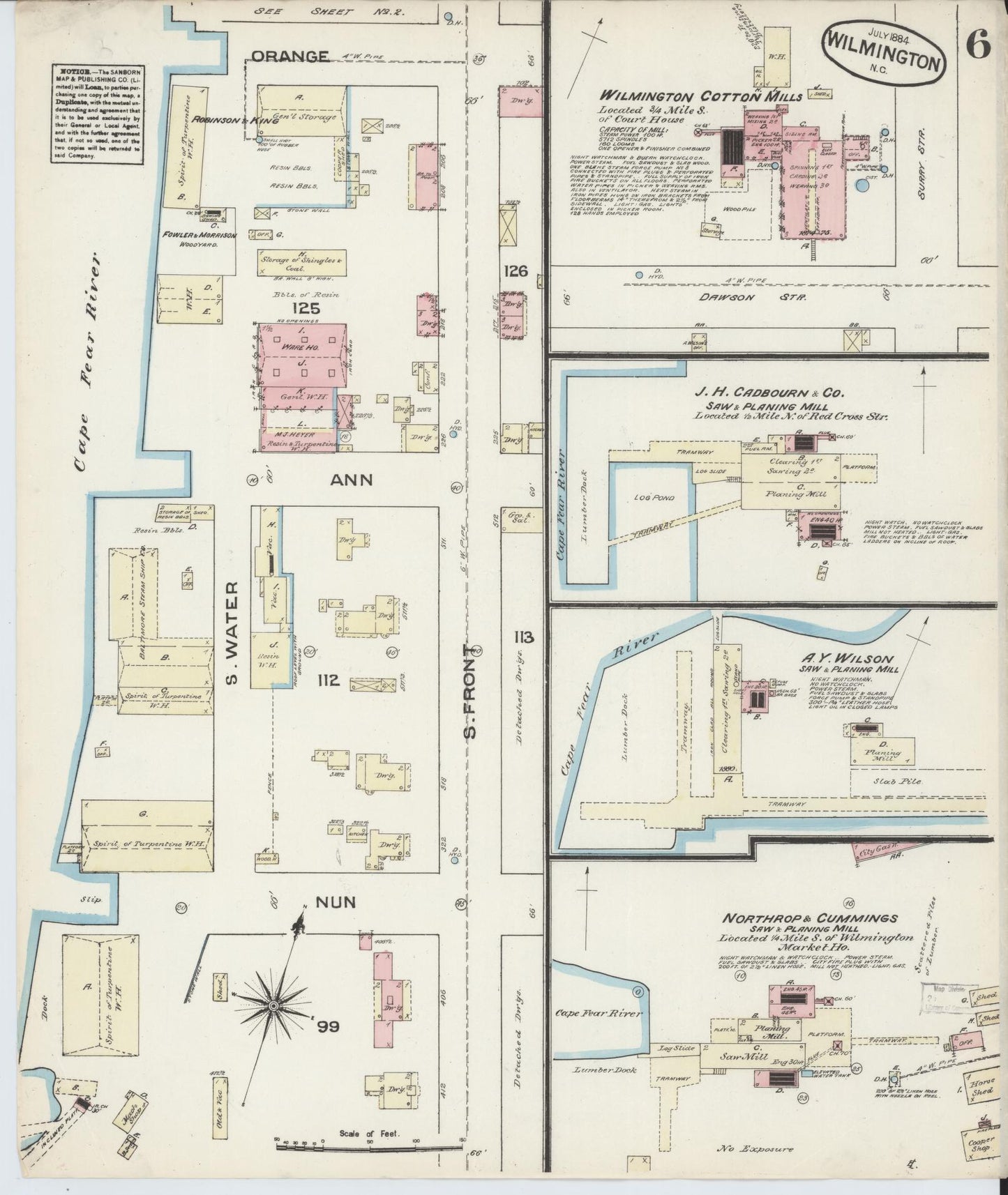 Sanborn Fire Insurance Map from Wilmington, New Hanover County, North Carolina (1884), Sheet #0006 - Complete Map Set gallery image, historic Sanborn map, vintage wall art, North Carolina North Carolina