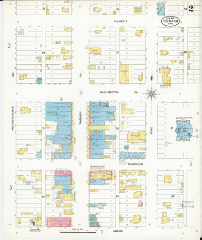Sanborn Fire Insurance Map from Howard, Elk County, Kansas (1905), Sheet #0002 - Complete Map Set gallery image, historic Sanborn map, vintage wall art, Kansas Kansas