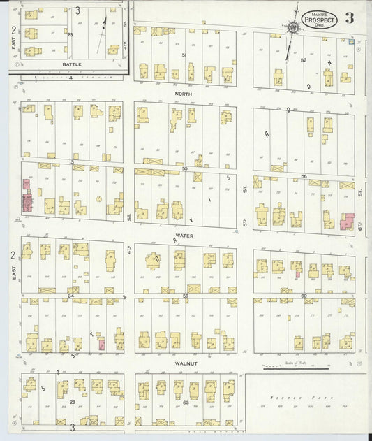 Sanborn Fire Insurance Map from Prospect, Marion County, Ohio (1916), Sheet #0003 - Historic Sanborn Fire Insurance Map Print, vintage old map wall art, antique decor, genealogy gift, Ohio Ohio map