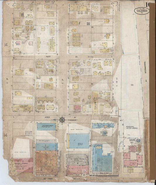 Sanborn Fire Insurance Map from Calexico, Imperial County, California (1956), Sheet #0016 - Historic Sanborn Fire Insurance Map Print, vintage old map wall art, antique decor, genealogy gift, California California map