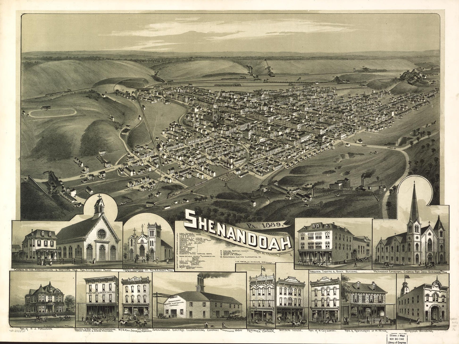 Shenandoah, Pa. 1889. (1889) – Historic Bird’s-Eye View Panorama Print