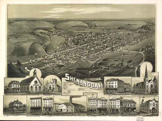 Shenandoah, Pa. 1889. (1889) – Historic Bird’s-Eye View Panorama Print