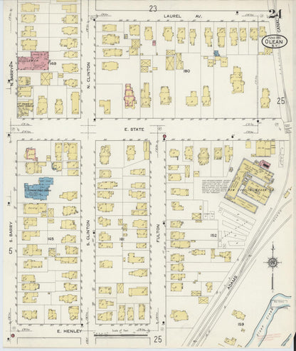 Sanborn Fire Insurance Map from Olean, Cattaraugus County, New York (1915), Sheet #0024 - Complete Map Set gallery image, historic Sanborn map, vintage wall art, New York New York