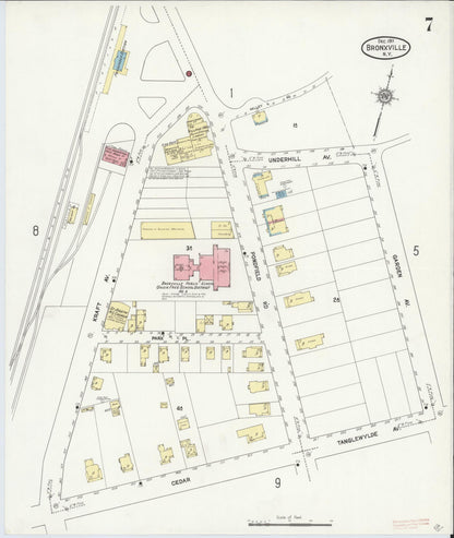 Sanborn Fire Insurance Map from Bronxville, Westchester County, New York (1911), Sheet #0007 - Historic Sanborn Fire Insurance Map Print, vintage old map wall art, antique decor, genealogy gift, New York New York map