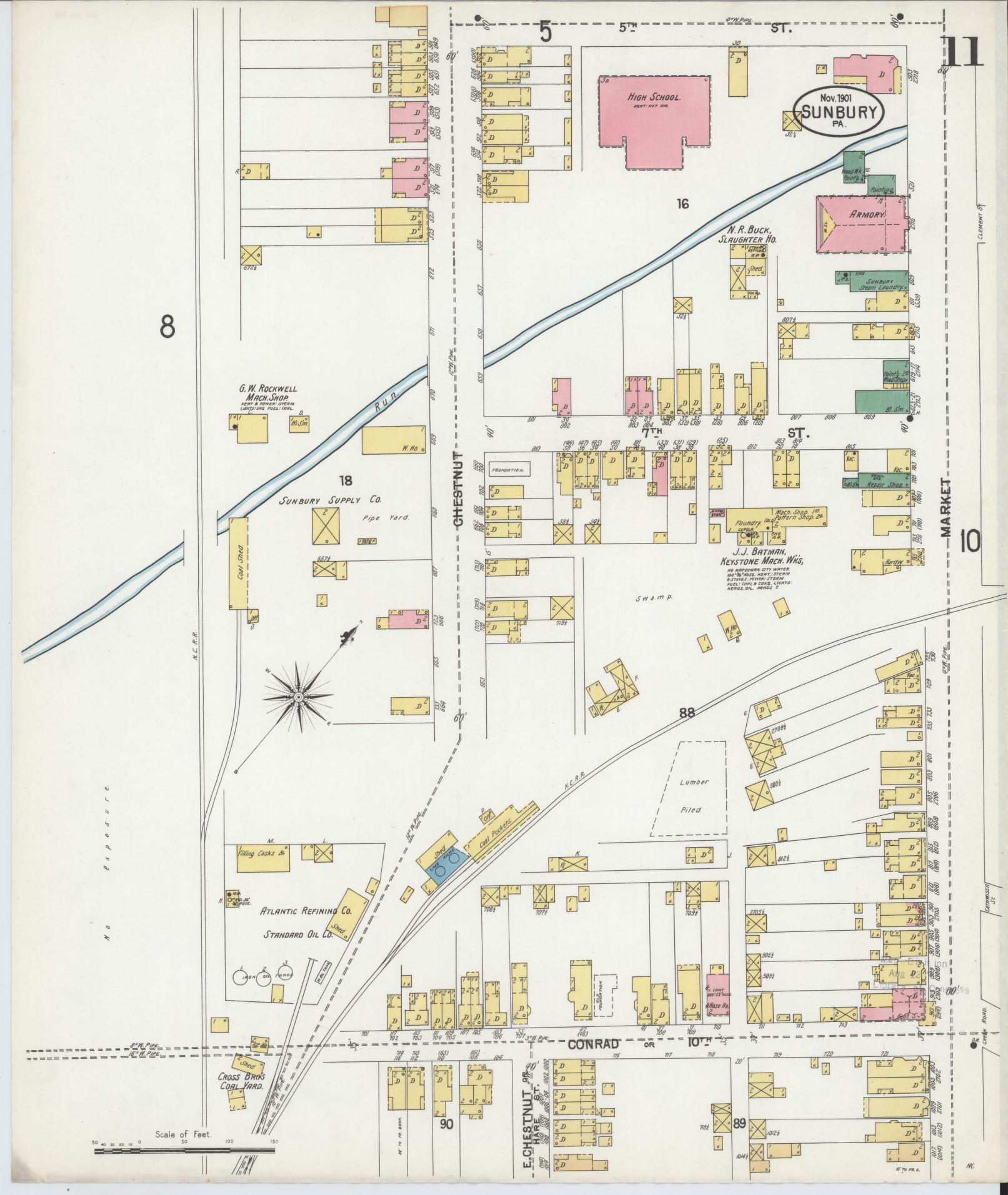 Sanborn Fire Insurance Map from Sunbury, Northumberland County, Pennsylvania (1901), Sheet #0011 - Complete Map Set gallery image, historic Sanborn map, vintage wall art, Pennsylvania Pennsylvania