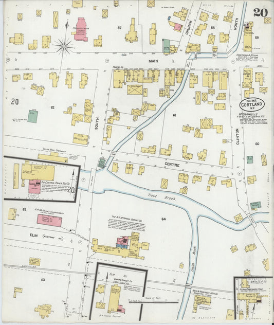 Sanborn Fire Insurance Map from Cortland, Cortland County, New York (1902), Sheet #0020 - Historic Sanborn Fire Insurance Map Print, vintage old map wall art, antique decor, genealogy gift, New York New York map