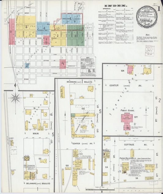 Sanborn Fire Insurance Map from Fairfield, Wayne County, Illinois (1901), Sheet #0001 - Complete Map Set gallery image, historic Sanborn map, vintage wall art, Illinois Illinois