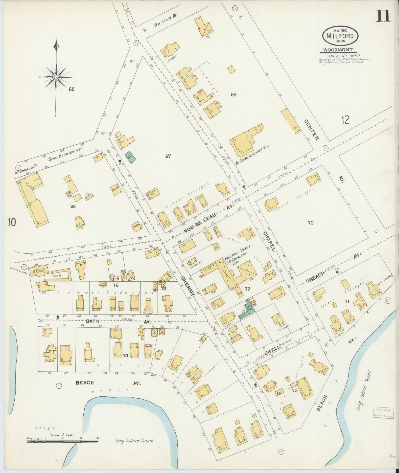 Sanborn Fire Insurance Map from Milford, New Haven County, Connecticut (1906), Sheet #0011 - Complete Map Set gallery image, historic Sanborn map, vintage wall art, Connecticut Connecticut