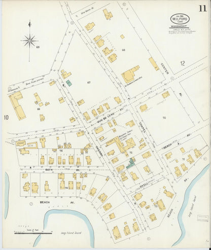 Sanborn Fire Insurance Map from Milford, New Haven County, Connecticut (1906), Sheet #0011 - Complete Map Set gallery image, historic Sanborn map, vintage wall art, Connecticut Connecticut