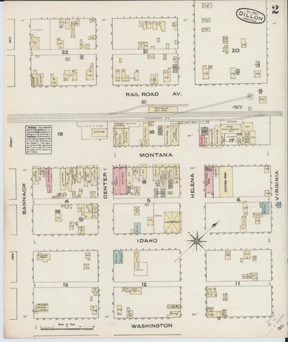 Sanborn Fire Insurance Map from Dillon, Beaverhead County, Montana (1884), Sheet #0002 - Complete Map Set gallery image, historic Sanborn map, vintage wall art, Montana Montana
