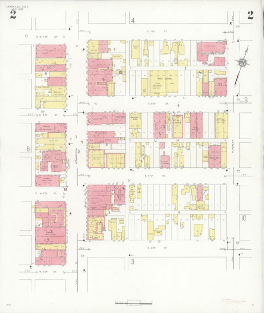 Sanborn Fire Insurance Map from Leadville, Lake County, Colorado (1937), Sheet #0002 - Historic Sanborn Fire Insurance Map Print, vintage old map wall art, antique decor, genealogy gift, Colorado Colorado map