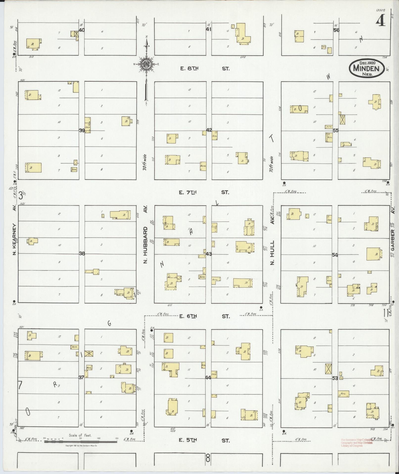Sanborn Fire Insurance Map from Minden, Kearney County, Nebraska (1920), Sheet #0004 - Complete Map Set gallery image, historic Sanborn map, vintage wall art, Nebraska Nebraska