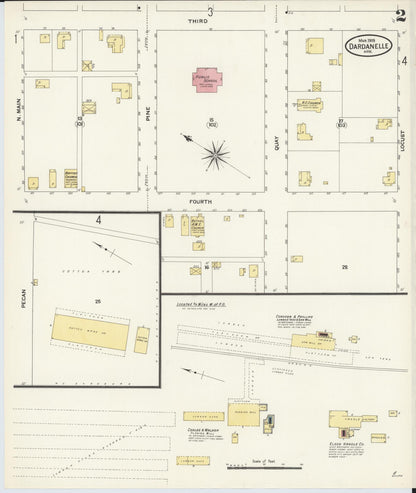 Sanborn Fire Insurance Map from Dardanelle, Yell County, Arkansas (1909), Sheet #0002 - Complete Map Set gallery image, historic Sanborn map, vintage wall art, Arkansas Arkansas