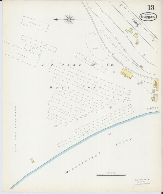 Sanborn Fire Insurance Map from Brainerd, Crow Wing County, Minnesota (1892), Sheet #0013 - Historic Sanborn Fire Insurance Map Print, vintage old map wall art, antique decor, genealogy gift, Minnesota Minnesota map