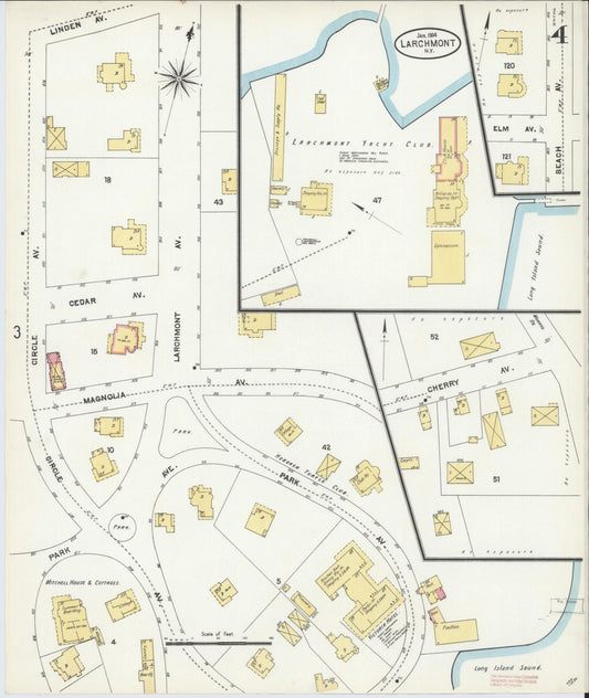 Sanborn Fire Insurance Map from Larchmont, Westchester County, New York (1904), Sheet #0004 - Historic Sanborn Fire Insurance Map Print, vintage old map wall art, antique decor, genealogy gift, New York New York map