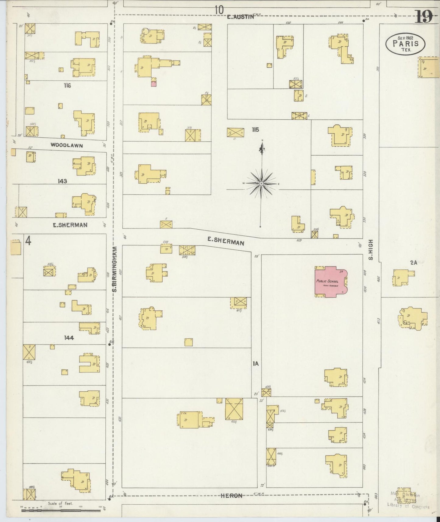 Sanborn Fire Insurance Map from Paris, Lamar County, Texas (1902), Sheet #0019 - Historic Sanborn Fire Insurance Map Print, vintage old map wall art, antique decor, genealogy gift, Texas Texas map