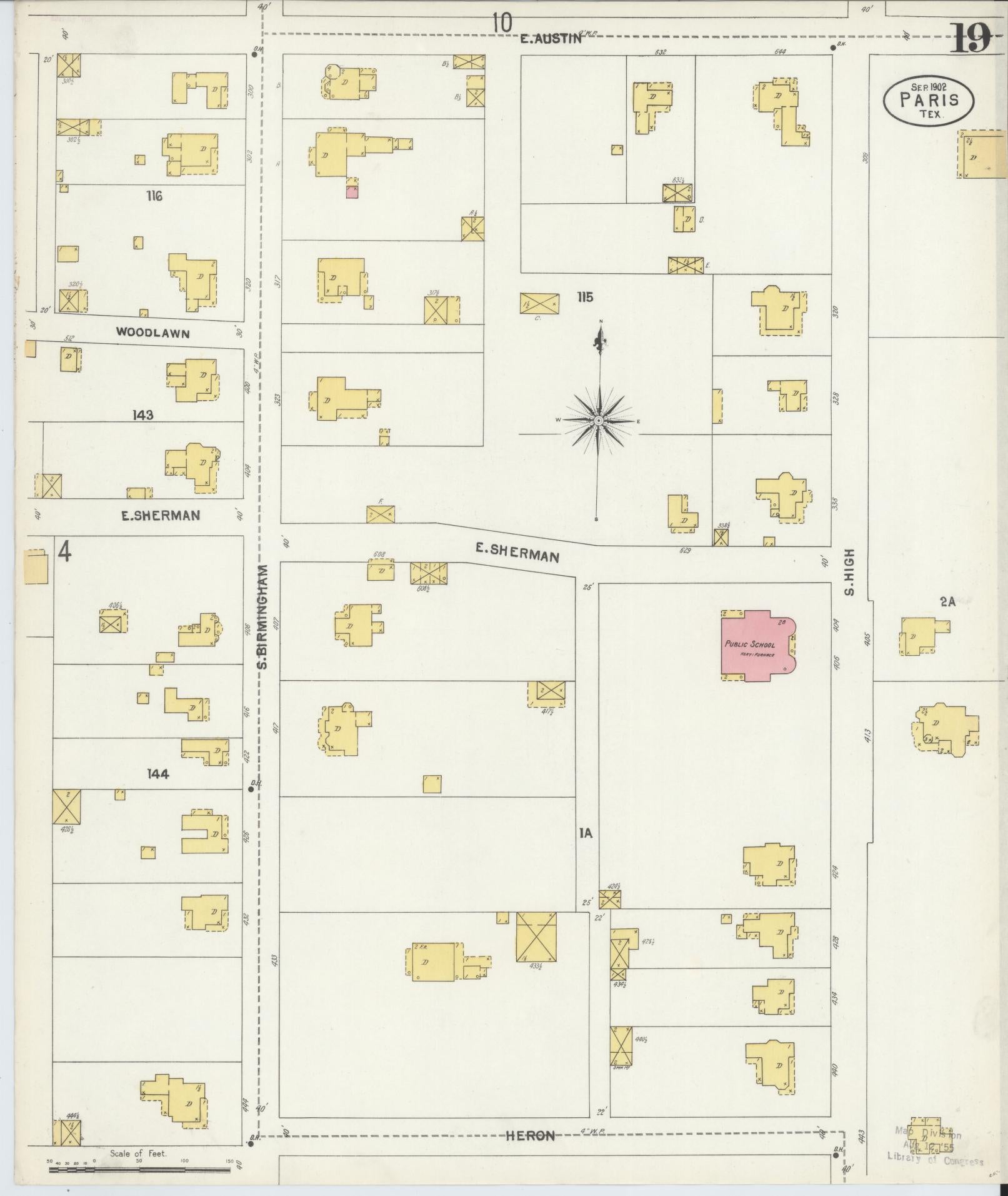 Sanborn Fire Insurance Map from Paris, Lamar County, Texas (1902), Sheet #0019 - Historic Sanborn Fire Insurance Map Print, vintage old map wall art, antique decor, genealogy gift, Texas Texas map