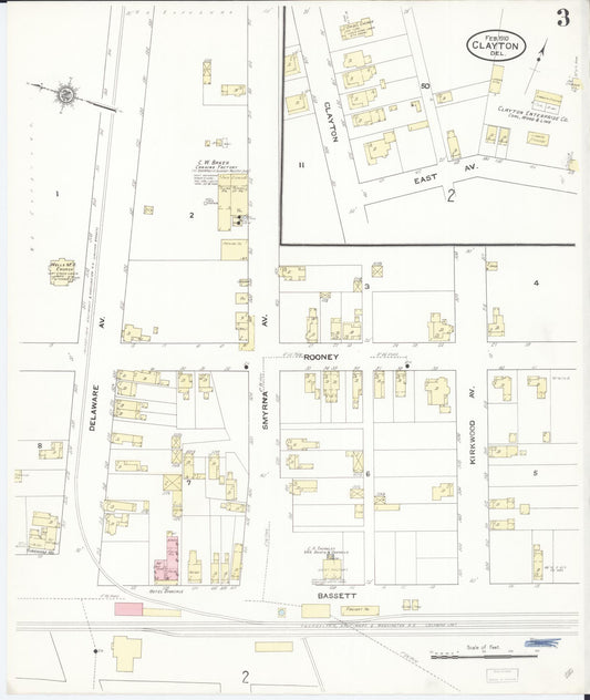 Sanborn Fire Insurance Map from Clayton, Kent County, Delaware (1910), Sheet #0003 - Historic Sanborn Fire Insurance Map Print, vintage old map wall art, antique decor, genealogy gift, Delaware Delaware map