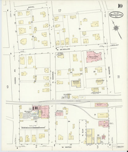 Sanborn Fire Insurance Map from Waxahachie, Ellis County, Texas (1914), Sheet #0010 - Complete Map Set gallery image, historic Sanborn map, vintage wall art, Texas Texas