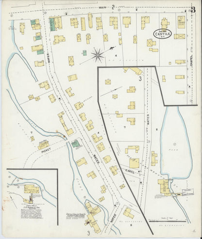 Sanborn Fire Insurance Map from Castile, Wyoming County, New York (1905), Sheet #0003 - Historic Sanborn Fire Insurance Map Print, vintage old map wall art, antique decor, genealogy gift, New York New York map