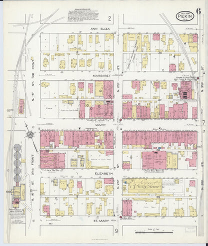 Sanborn Fire Insurance Map from Pekin, Tazewell County, Illinois (1916), Sheet #0006 - Complete Map Set gallery image, historic Sanborn map, vintage wall art, Illinois Illinois