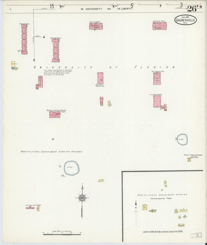 Sanborn Fire Insurance Map from Gainesville, Alachua County, Florida (1913), Sheet #0026 - Complete Map Set gallery image, historic Sanborn map, vintage wall art, Florida Florida