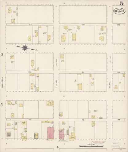 Sanborn Fire Insurance Map from Delano, Kern County, California (1912), Sheet #0005 - Complete Map Set gallery image, historic Sanborn map, vintage wall art, California California