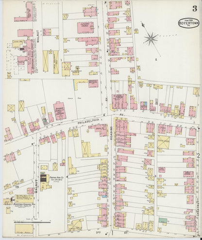 Sanborn Fire Insurance Map from Boyertown, Berks County, Pennsylvania (1896), Sheet #0003 - Complete Map Set gallery image, historic Sanborn map, vintage wall art, Pennsylvania Pennsylvania