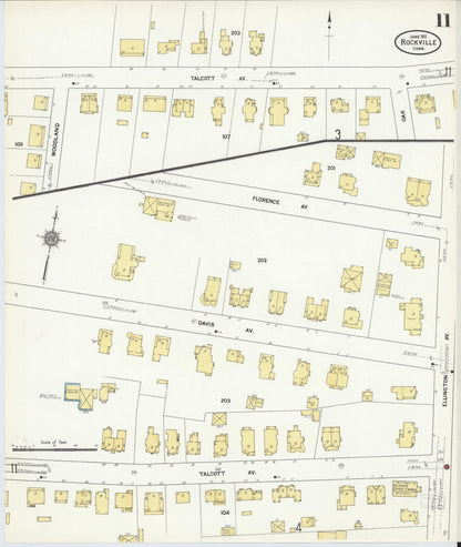 Sanborn Fire Insurance Map from Rockville, Tolland County, Connecticut (1911), Sheet #0011 - Complete Map Set gallery image, historic Sanborn map, vintage wall art, Connecticut Connecticut