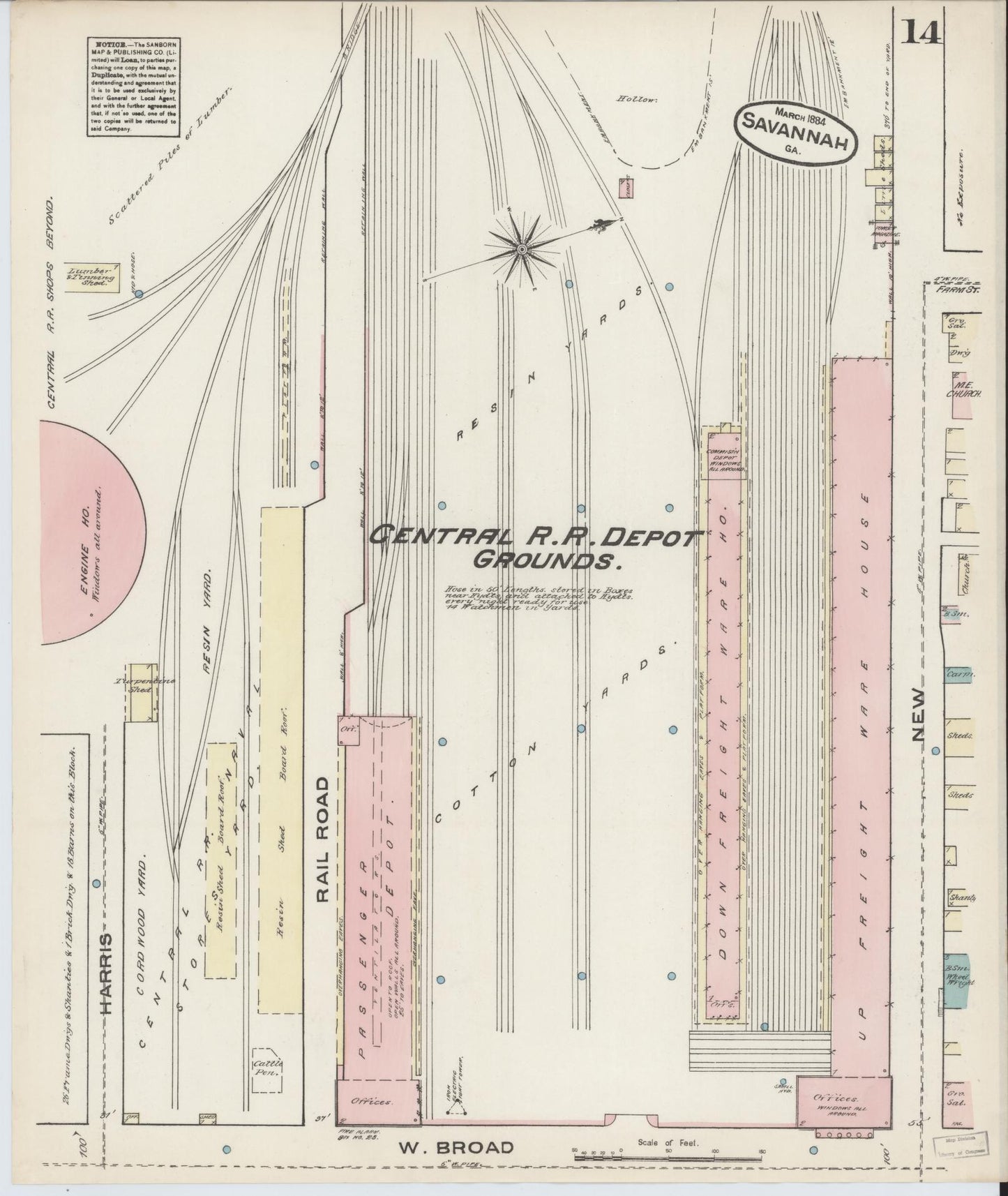 Sanborn Fire Insurance Map from Savannah, Chatham County, Georgia (1884), Sheet #0014 - Complete Map Set gallery image, historic Sanborn map, vintage wall art, Georgia Georgia