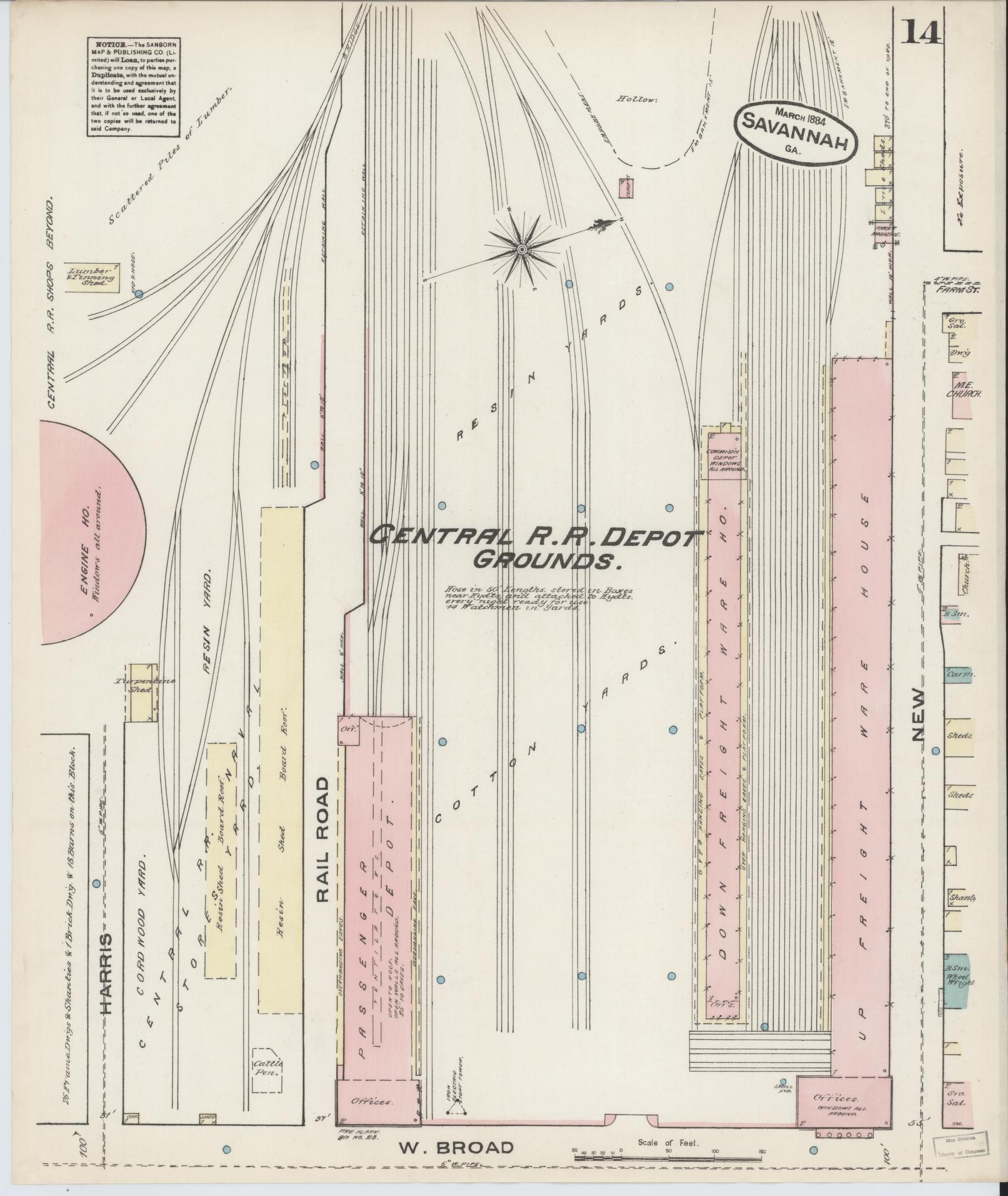 Sanborn Fire Insurance Map from Savannah, Chatham County, Georgia (1884), Sheet #0014 - Complete Map Set gallery image, historic Sanborn map, vintage wall art, Georgia Georgia