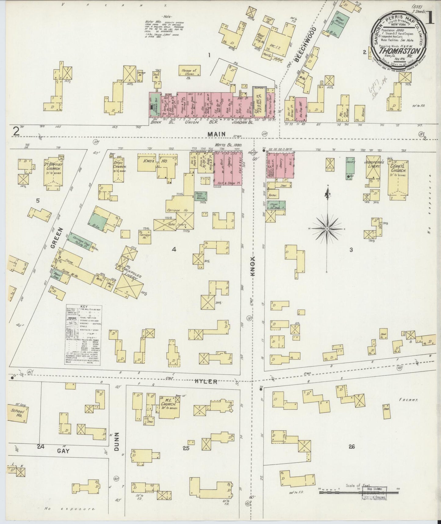 Sanborn Fire Insurance Map from Thomaston, Knox County, Maine. (1896) – Historic Sanborn Fire Insurance Map Print