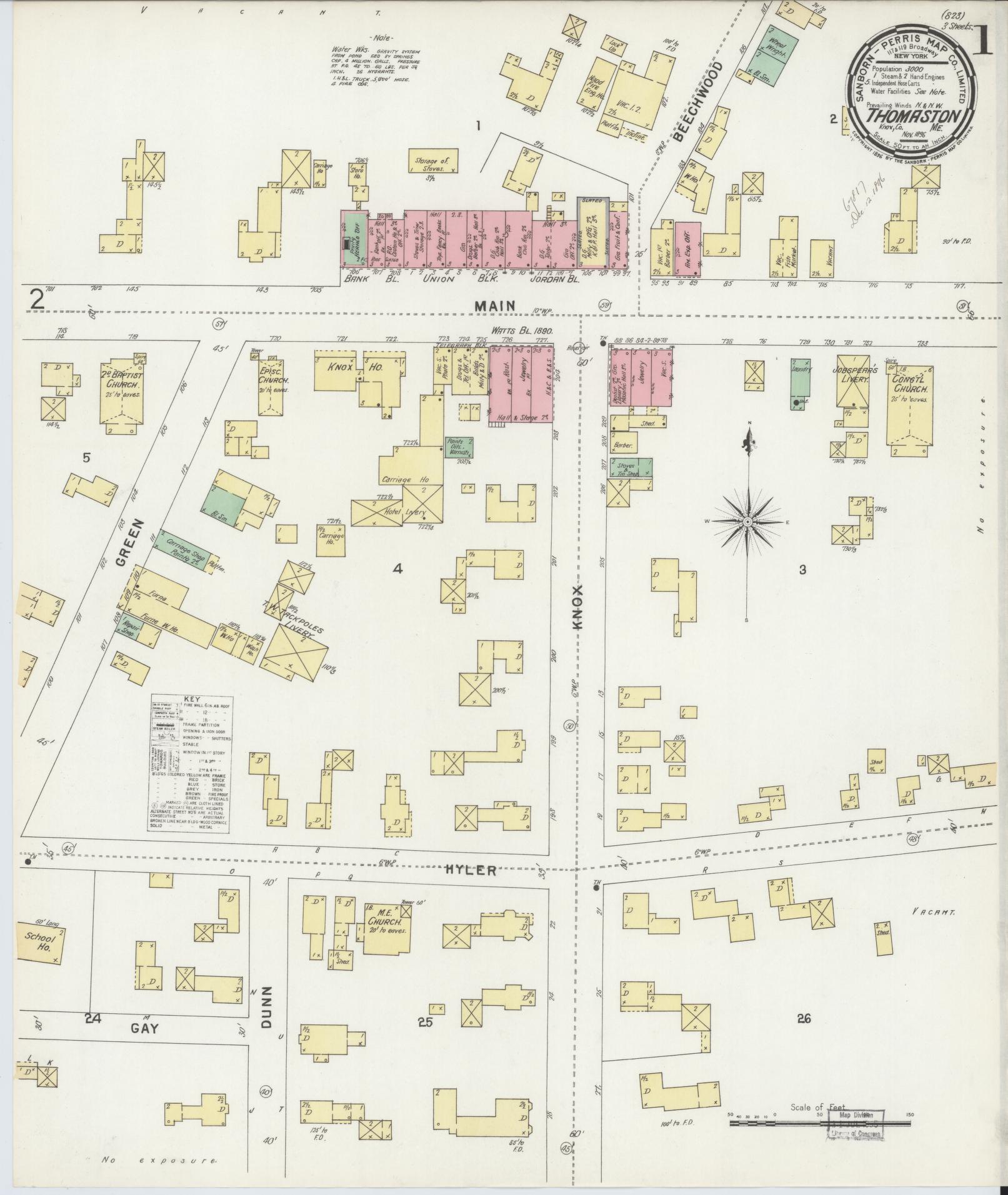 Sanborn Fire Insurance Map from Thomaston, Knox County, Maine. (1896) – Historic Sanborn Fire Insurance Map Print