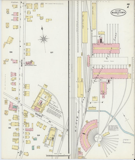 Sanborn Fire Insurance Map from Middletown, Orange County, New York (1897), Sheet #0007 - Historic Sanborn Fire Insurance Map Print, vintage old map wall art, antique decor, genealogy gift, New York New York map