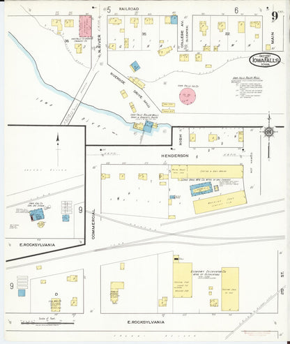 Sanborn Fire Insurance Map from Iowa Falls, Hardin County, Iowa (1917), Sheet #0009 - Historic Sanborn Fire Insurance Map Print